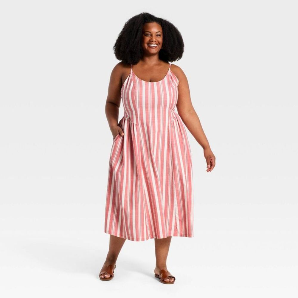 A New Day - Women's Corset Sundress - A New Day Cream/Red Stri Cream/Red Striped - Picture 3 of 3